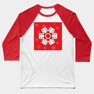 Snowflake Winter Holiday Christmas Decoration. White Snowflake on blue background. Baseball T-Shirt